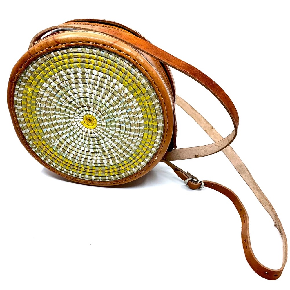Handmade  pure leather sisal round bag